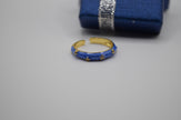 Royal Blue Enamel Textured Adjustable Ring