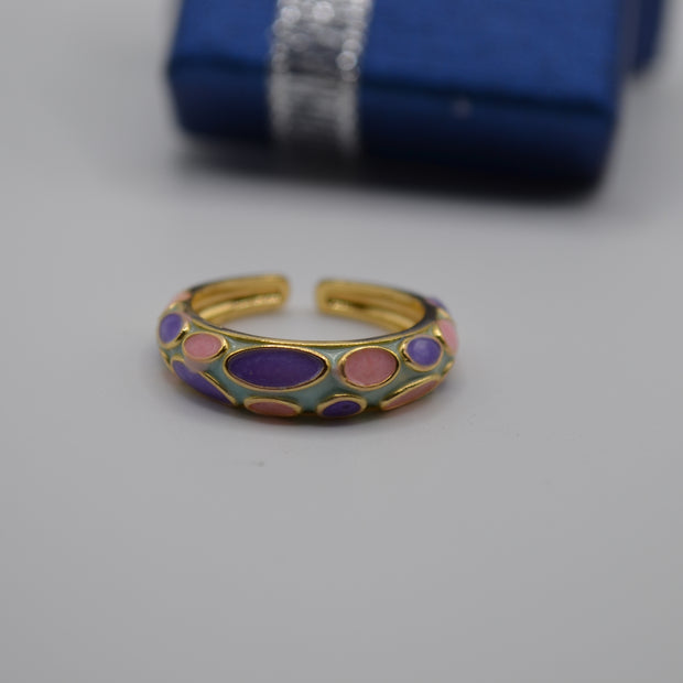 Pastel Pebble Enamel Adjustable Ring