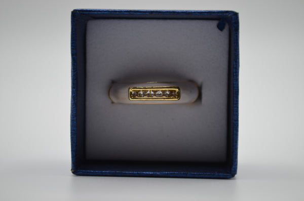 Pearl Glow Crystal Bar Enamel Ring