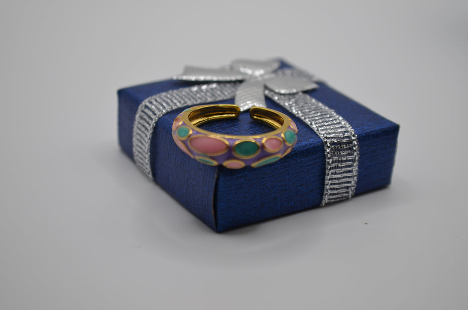 Pastel Pebble Mosaic Enamel Ring