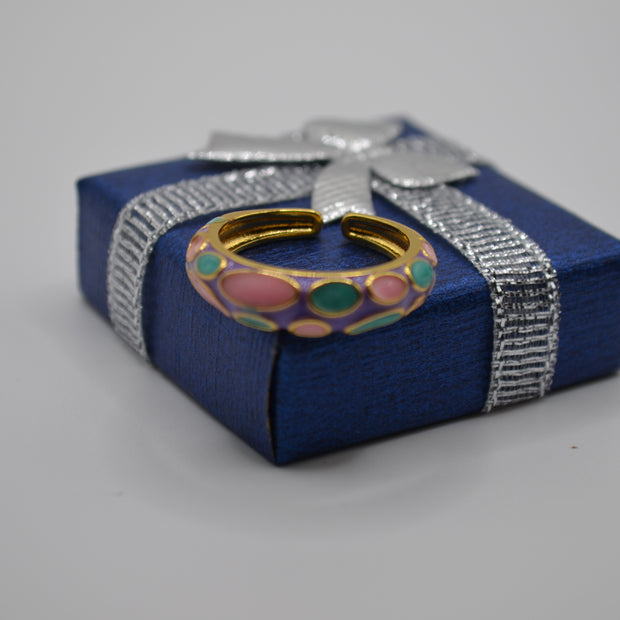 Pastel Pebble Mosaic Enamel Ring