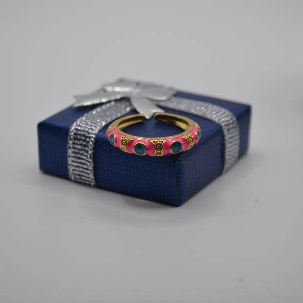 Pink Orbit Enamel Accent Ring