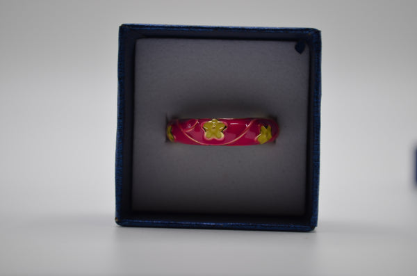 Pink Daisy Bloom Enamel Ring