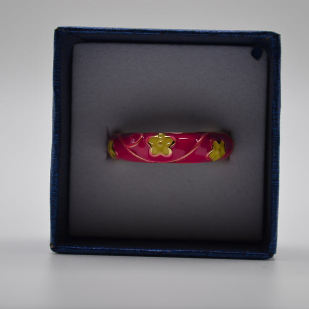 Pink Daisy Bloom Enamel Ring