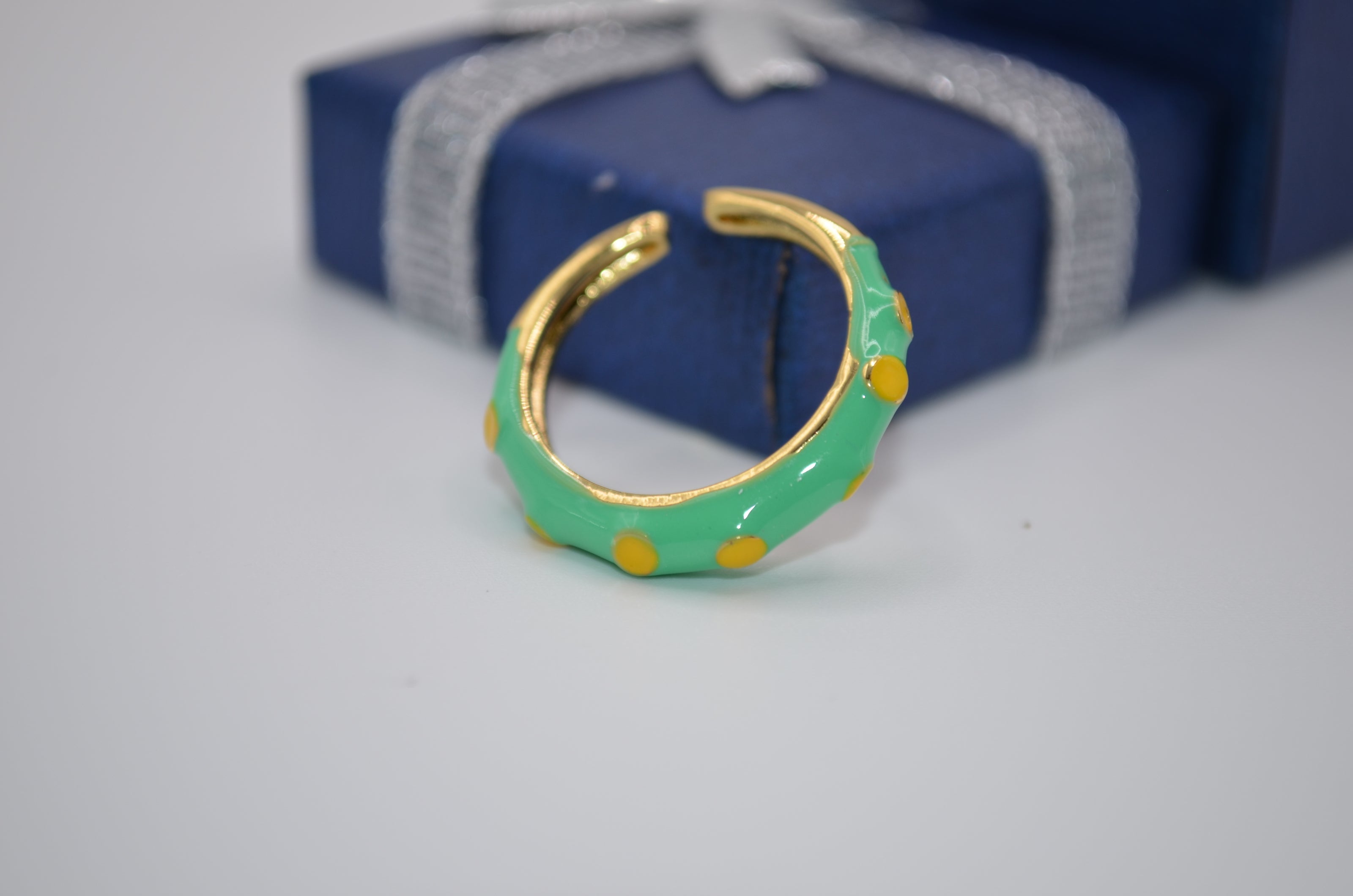Mint Polka Pop Enamel Ring