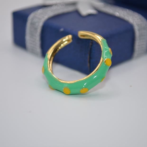 Mint Polka Pop Enamel Ring