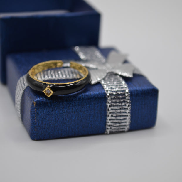 Midnight Charm Enamel Ring