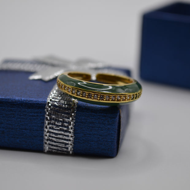 Emerald Luxe Enamel Band Ring
