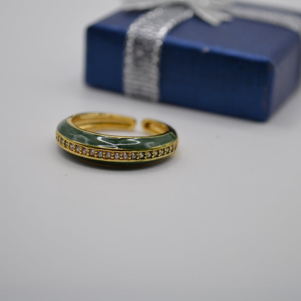 Emerald Luxe Enamel Band Ring