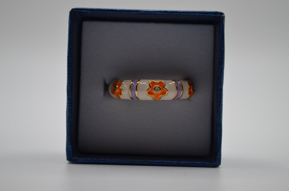 Blossom Charm Enamel Flower Ring