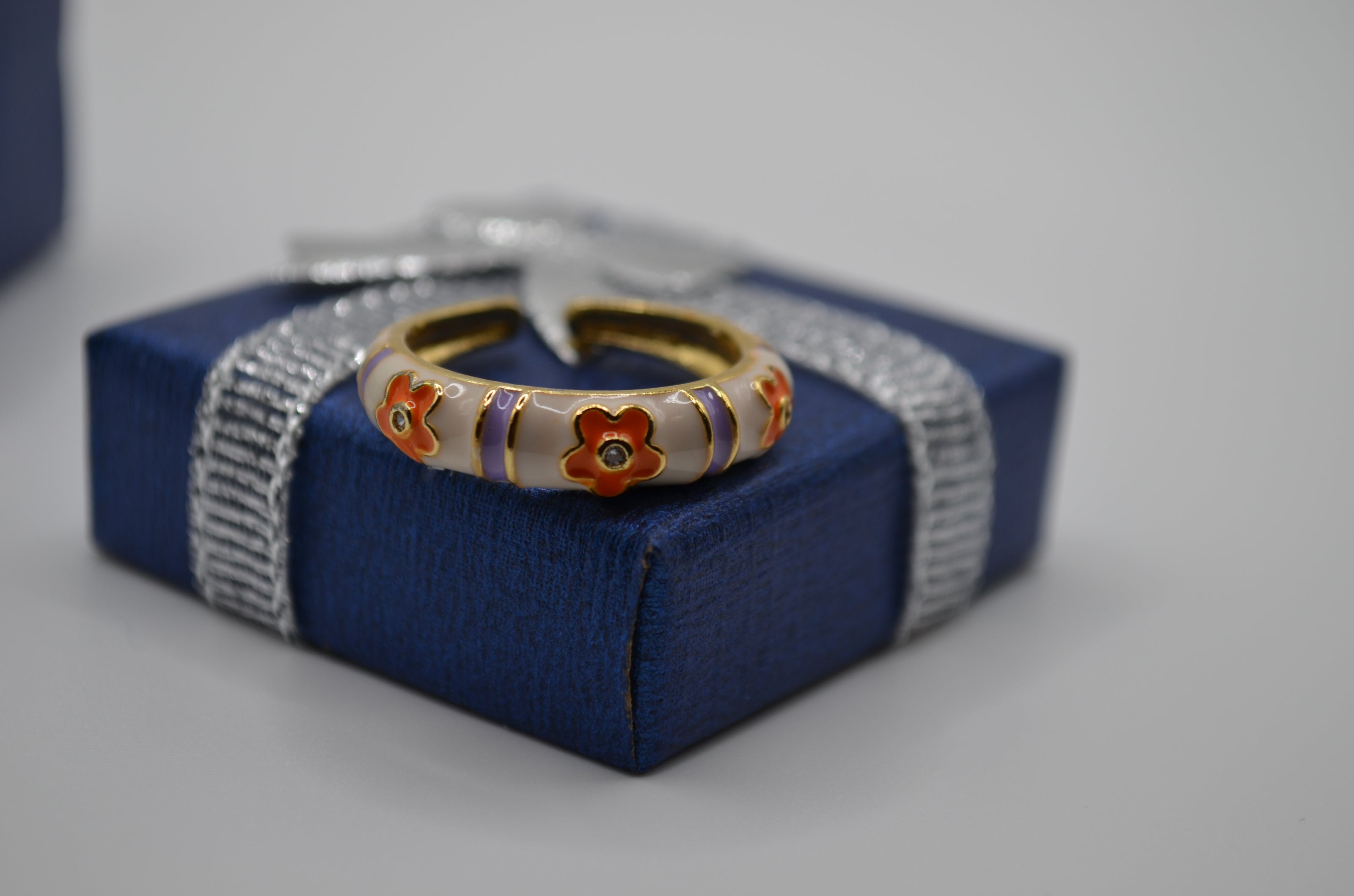 Blossom Charm Enamel Flower Ring