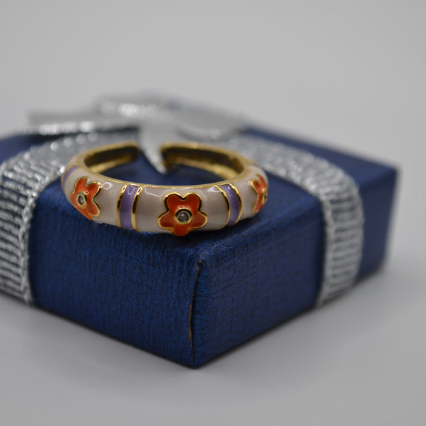 Blossom Charm Enamel Flower Ring