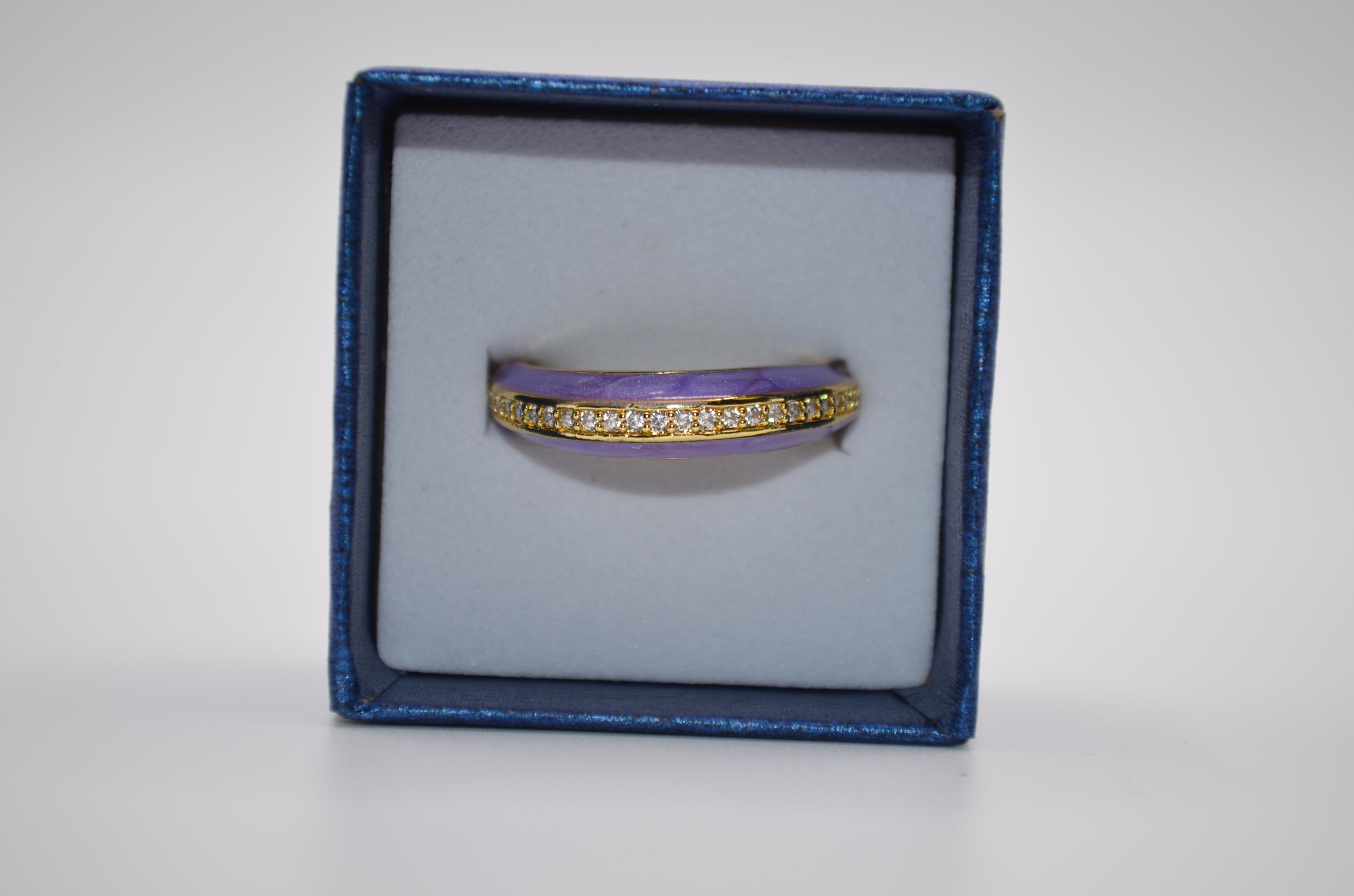 Lavender Luxe Enamel Crystal Band Ring