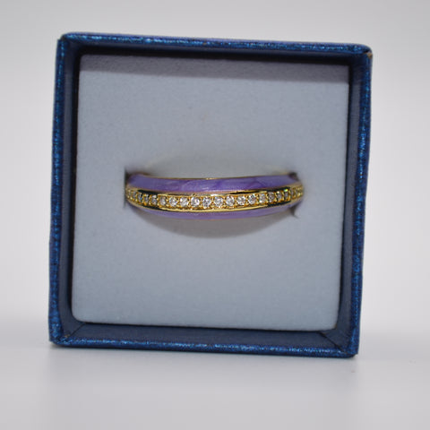 Lavender Luxe Enamel Crystal Band Ring