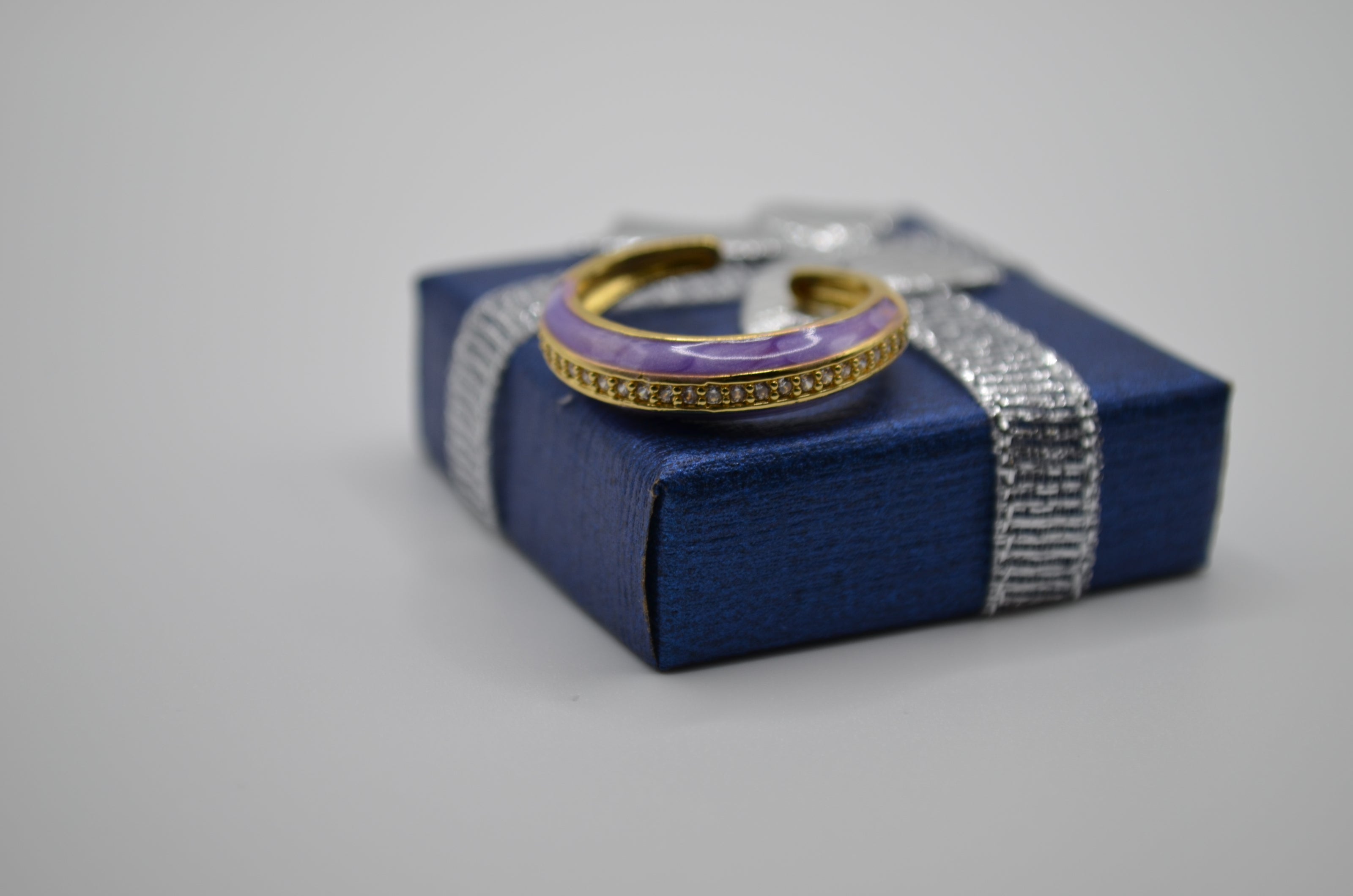 Lavender Luxe Enamel Crystal Band Ring