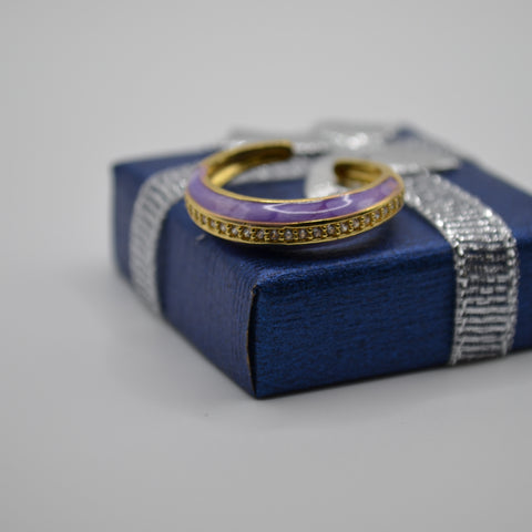 Lavender Luxe Enamel Crystal Band Ring