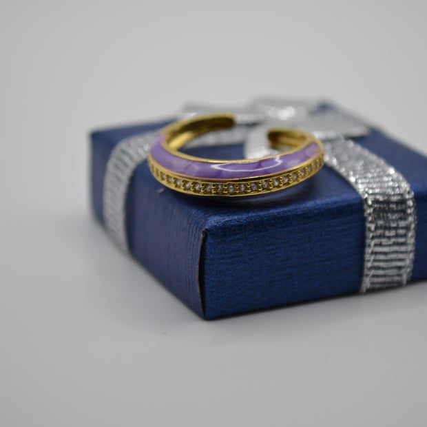 Lavender Luxe Enamel Crystal Band Ring