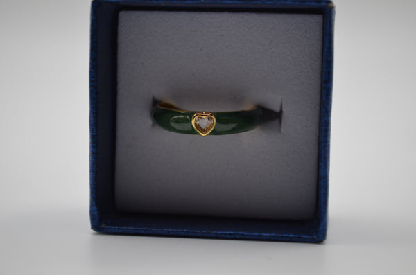 Emerald Heart Enamel Ring