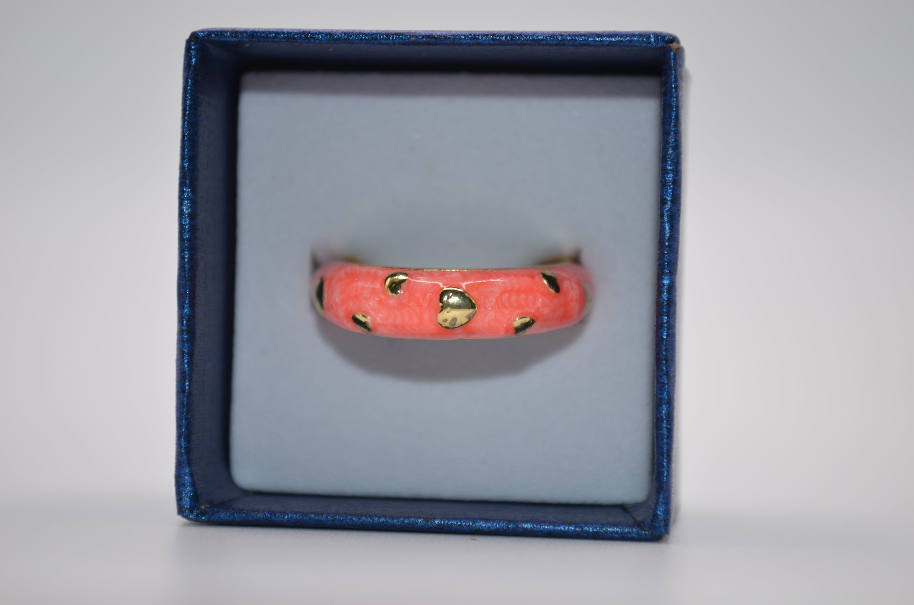 Coral Glow Enamel Ring