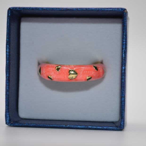Coral Glow Enamel Ring