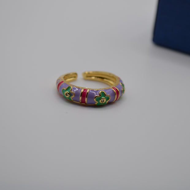 Blossom Stripe Enamel Ring