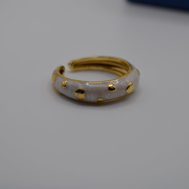 Pearl Mist Polka Enamel Ring