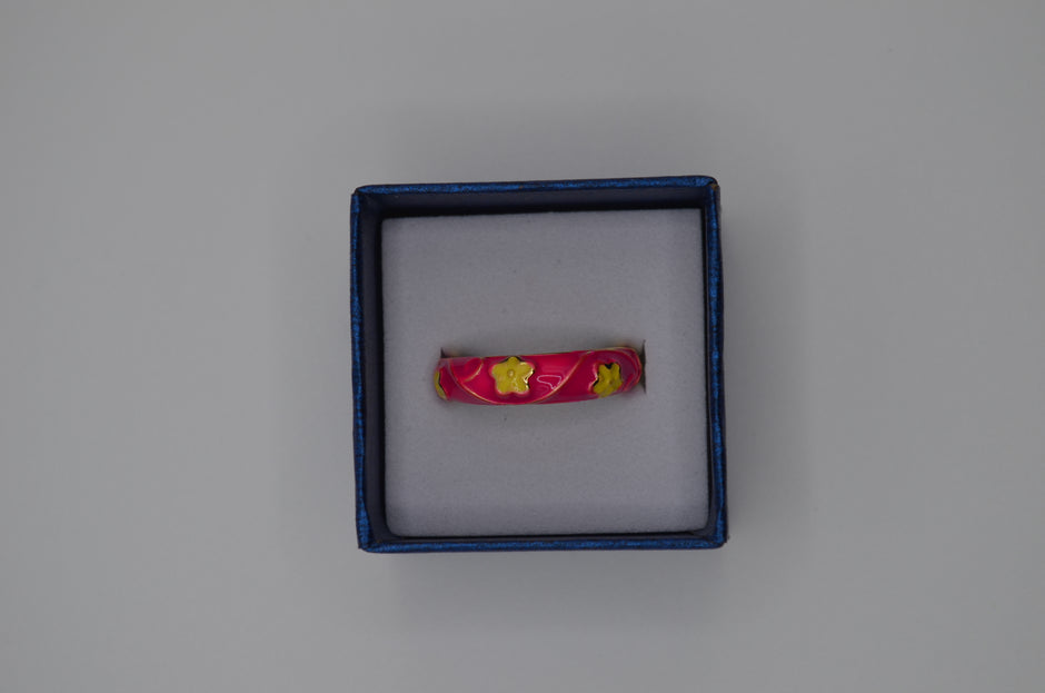 Blossom Pink Enamel Floral Ring