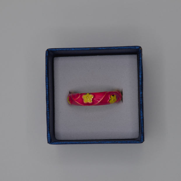 Blossom Pink Enamel Floral Ring