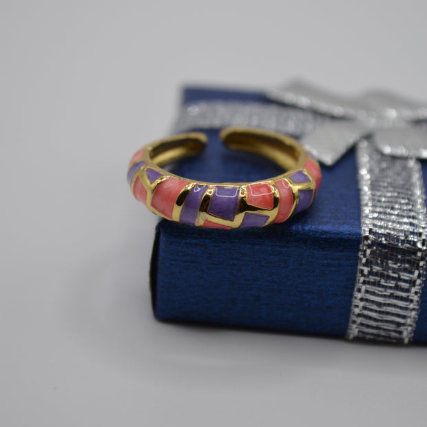 Vivid Mosaic Enamel Ring