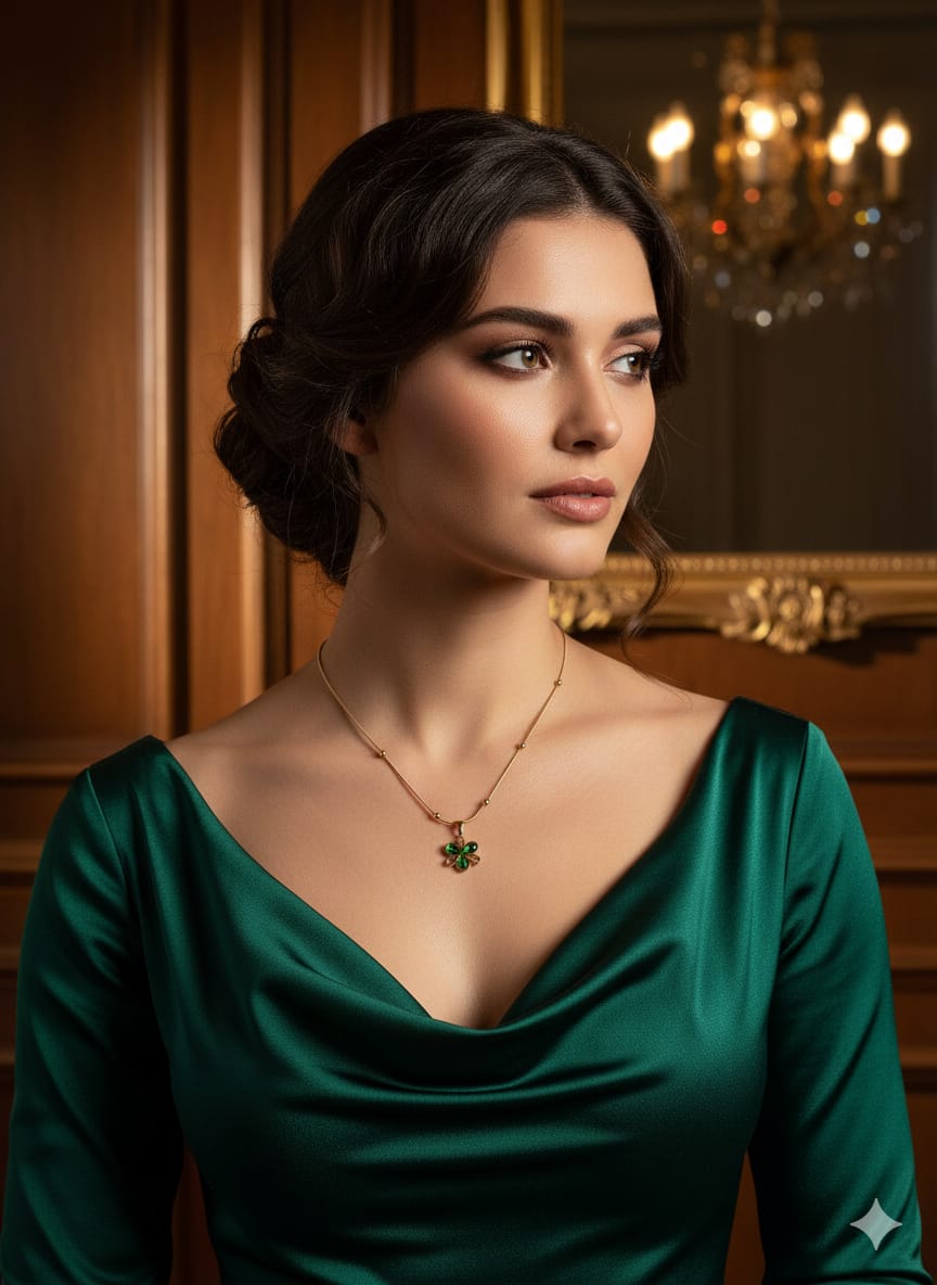 Emerald Blossom Pendant Chain