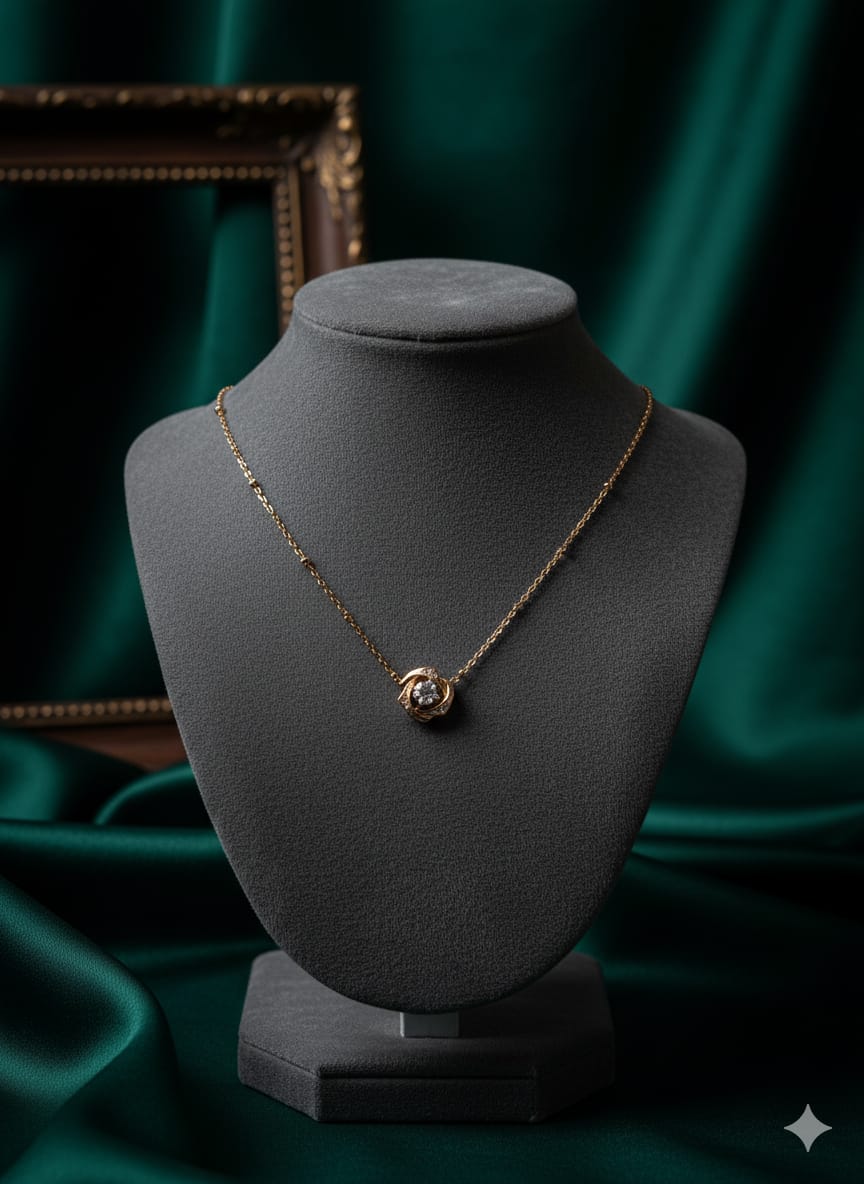 Golden Bloom Crystal Pendant Chain