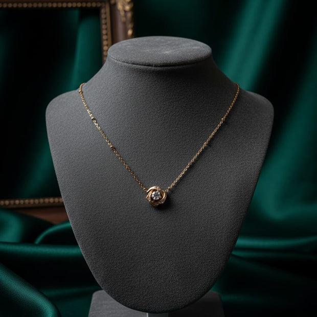 Golden Bloom Crystal Pendant Chain
