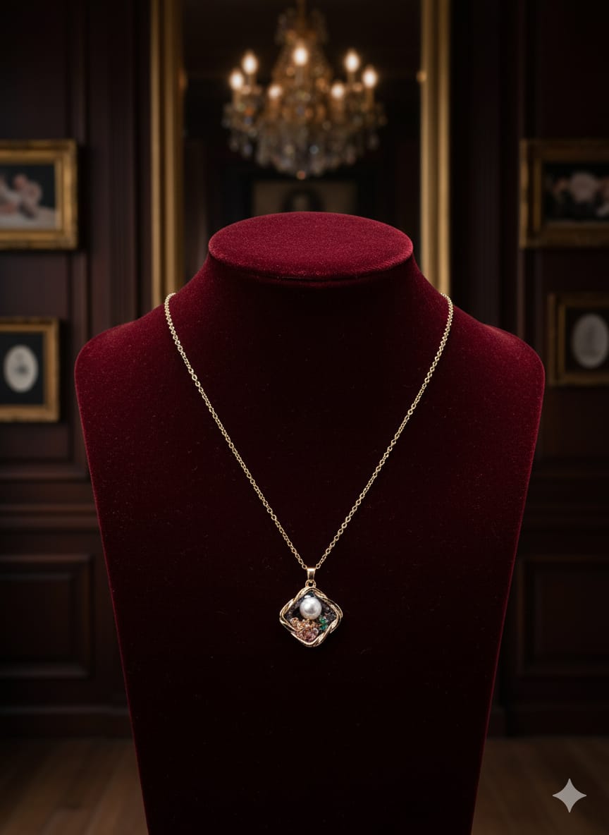 Textured-Gold Pendant Necklace