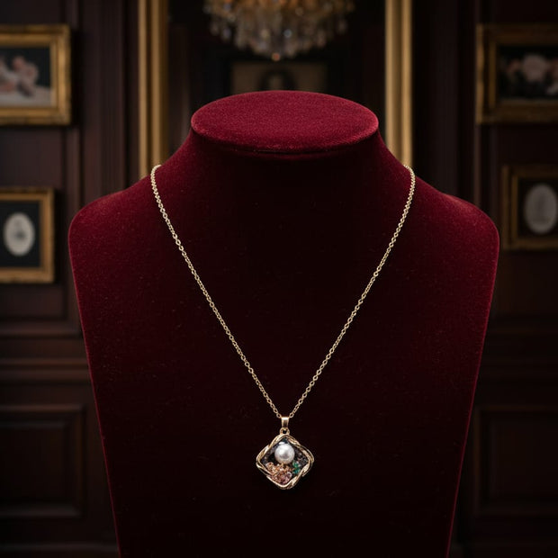 Textured-Gold Pendant Necklace