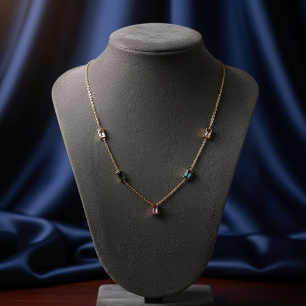 Radiant Multi-Stone Bar Necklace