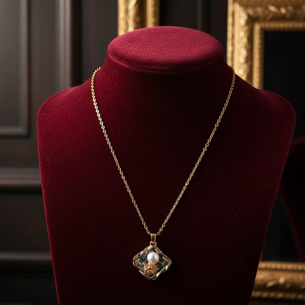 Radiant Pearl Garden Pendant Necklace