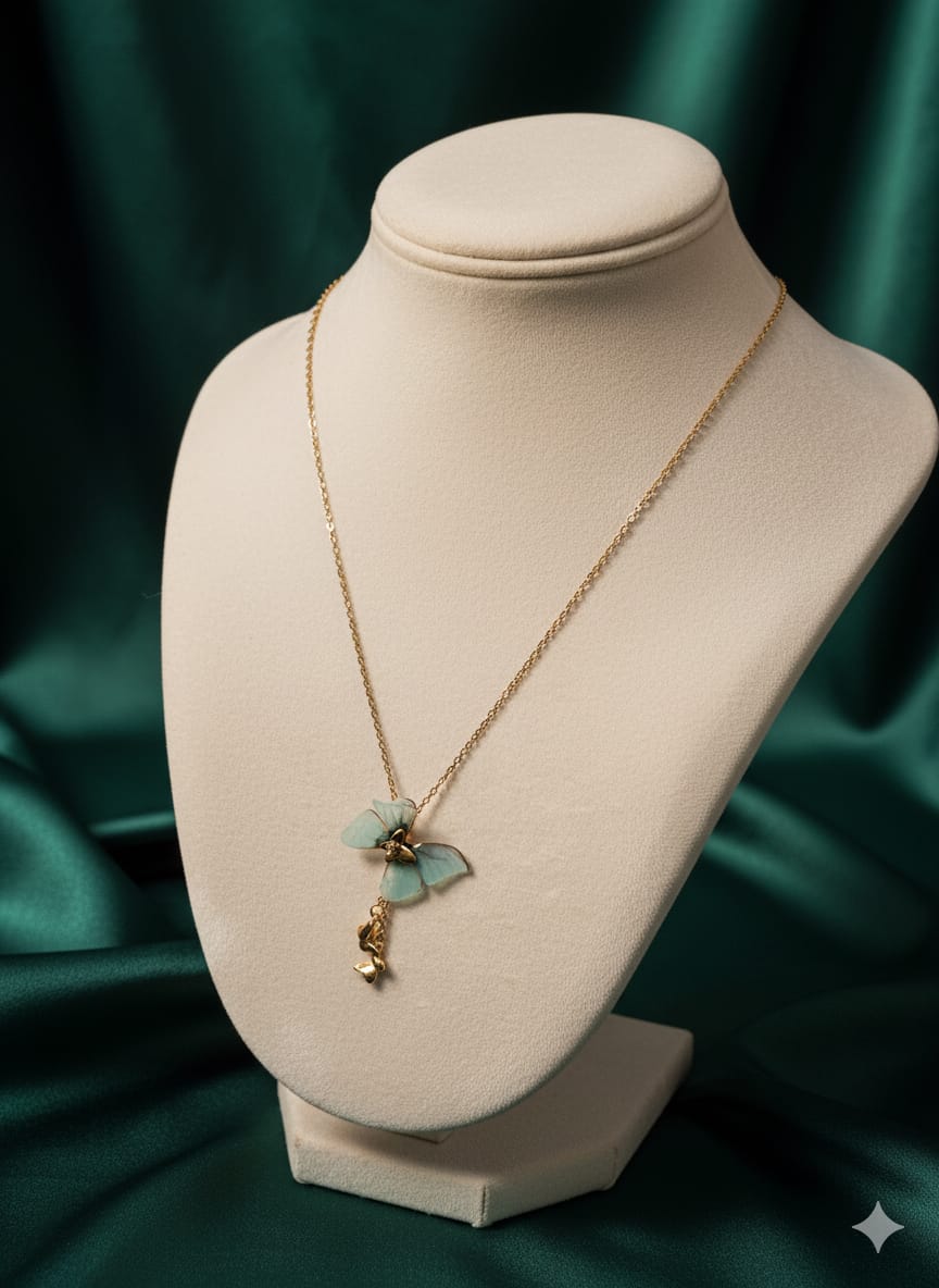 Golden Butterfly Lariat Necklace