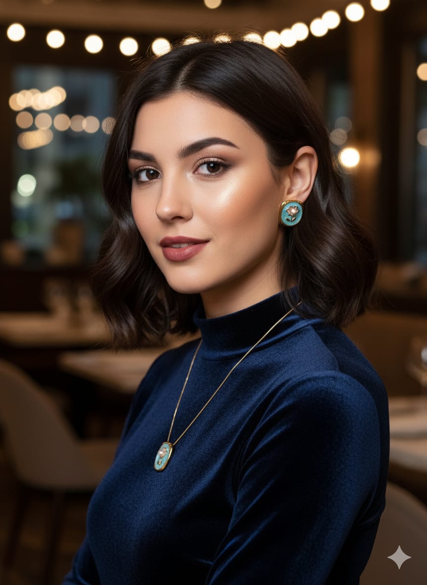 Amivie Turquoise Bloom Pendant Necklace