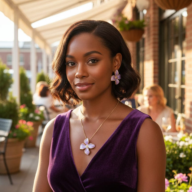 Radiant Lilac Blossom Pendant Necklace