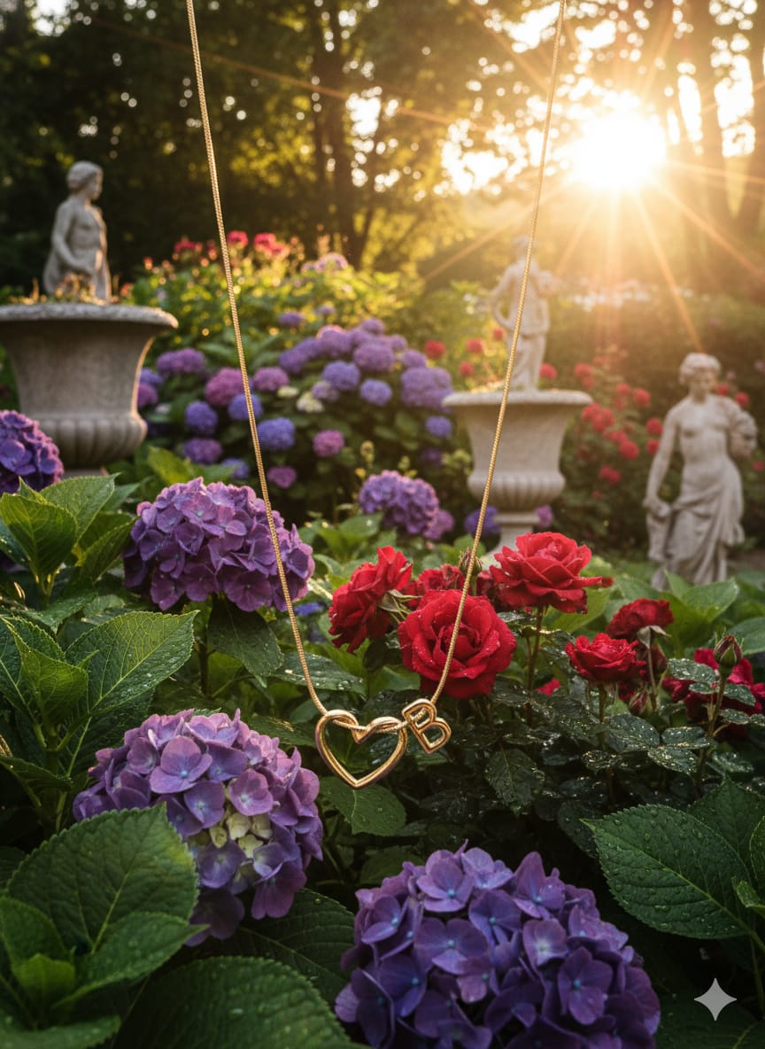 Golden Initial Heart Charm Necklace
