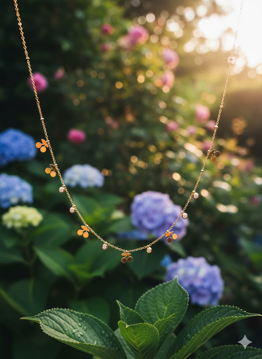 Golden Cherry Charm Necklace
