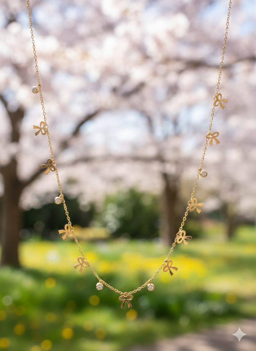 Sweet Ribbon Charm Necklace
