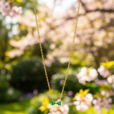 Emerald Bow Petite Necklace