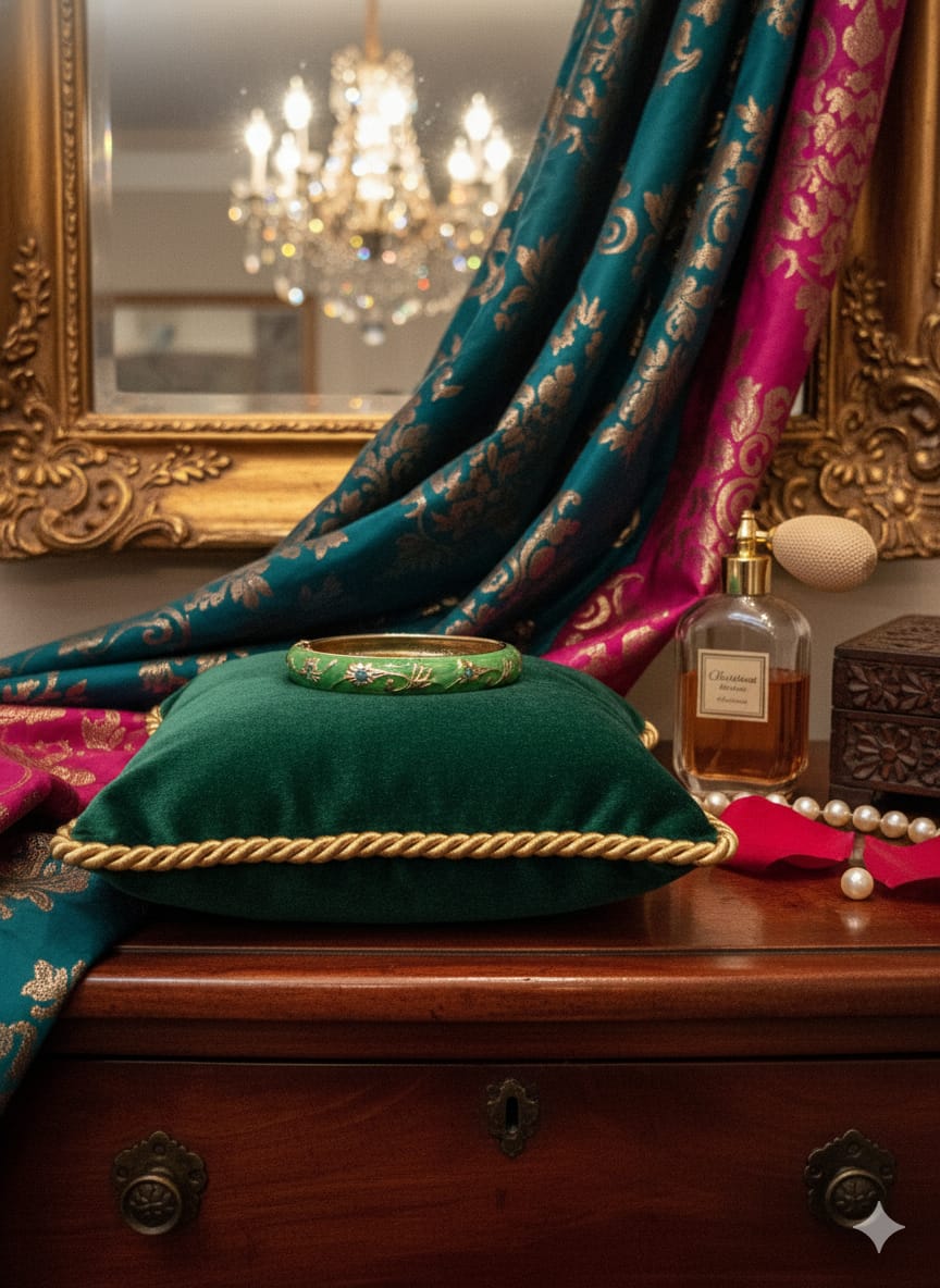 Emerald Royale Floral Enamel Bangle