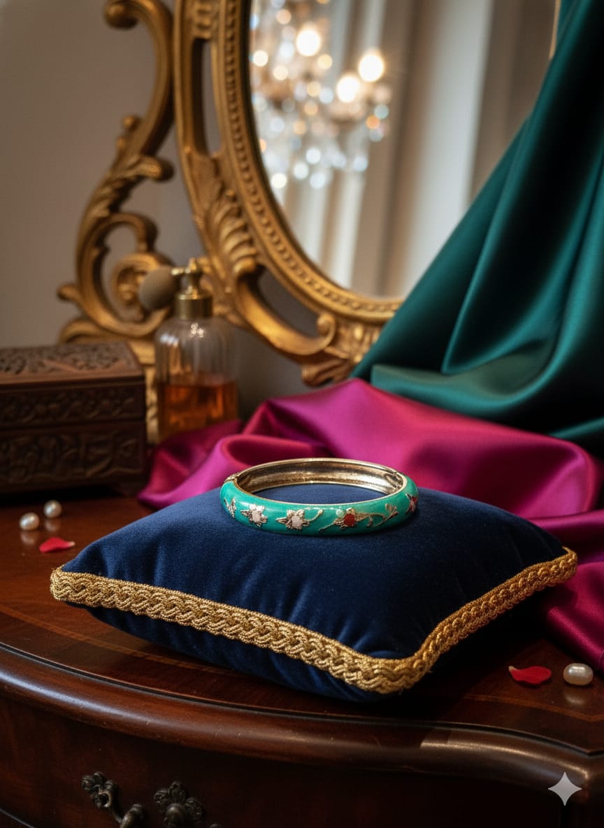 Emerald Blossom Enamel Bangle