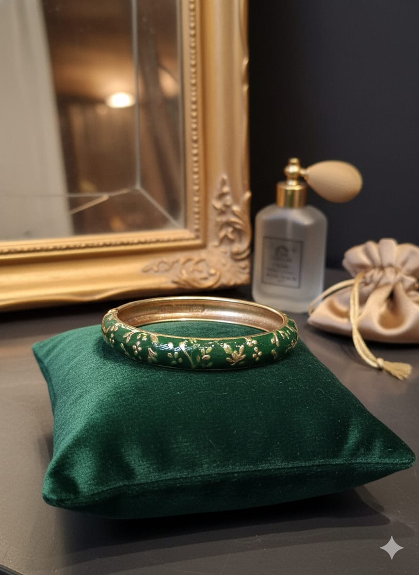 Emerald Blossom Enamel Bangle