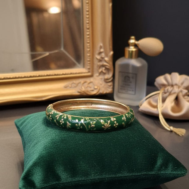 Emerald Blossom Enamel Bangle