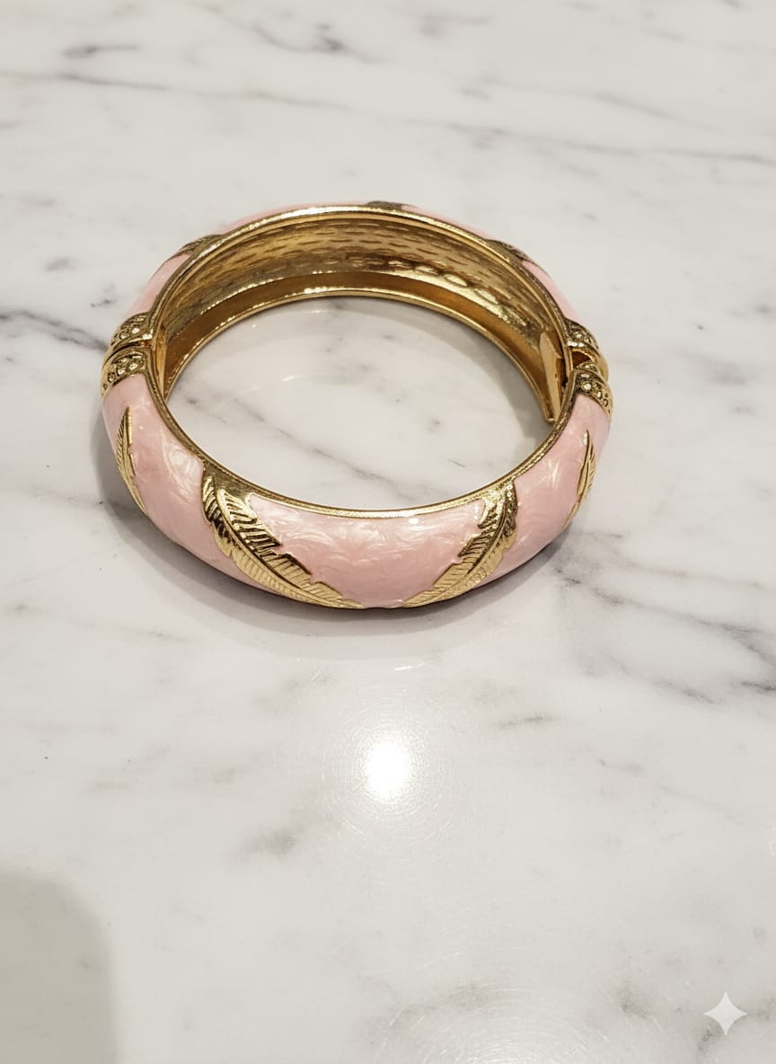 Blush Feather Enamel Bangle Bracelet