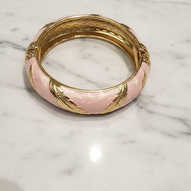 Blush Feather Enamel Bangle Bracelet