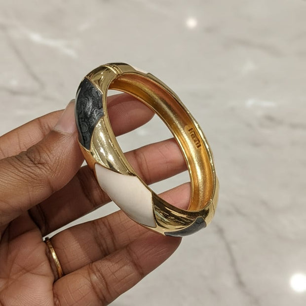 Ivory Noir Twist Enamel Bracelet